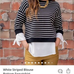 Black and White Striped Women's Top